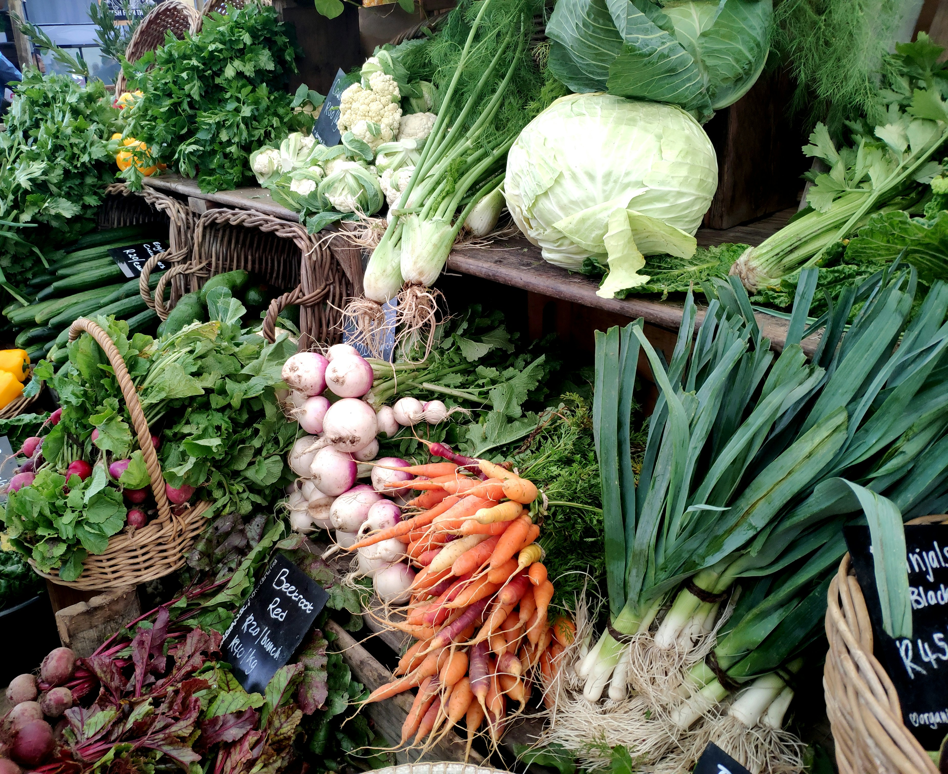 Fresh produce at a farmers market