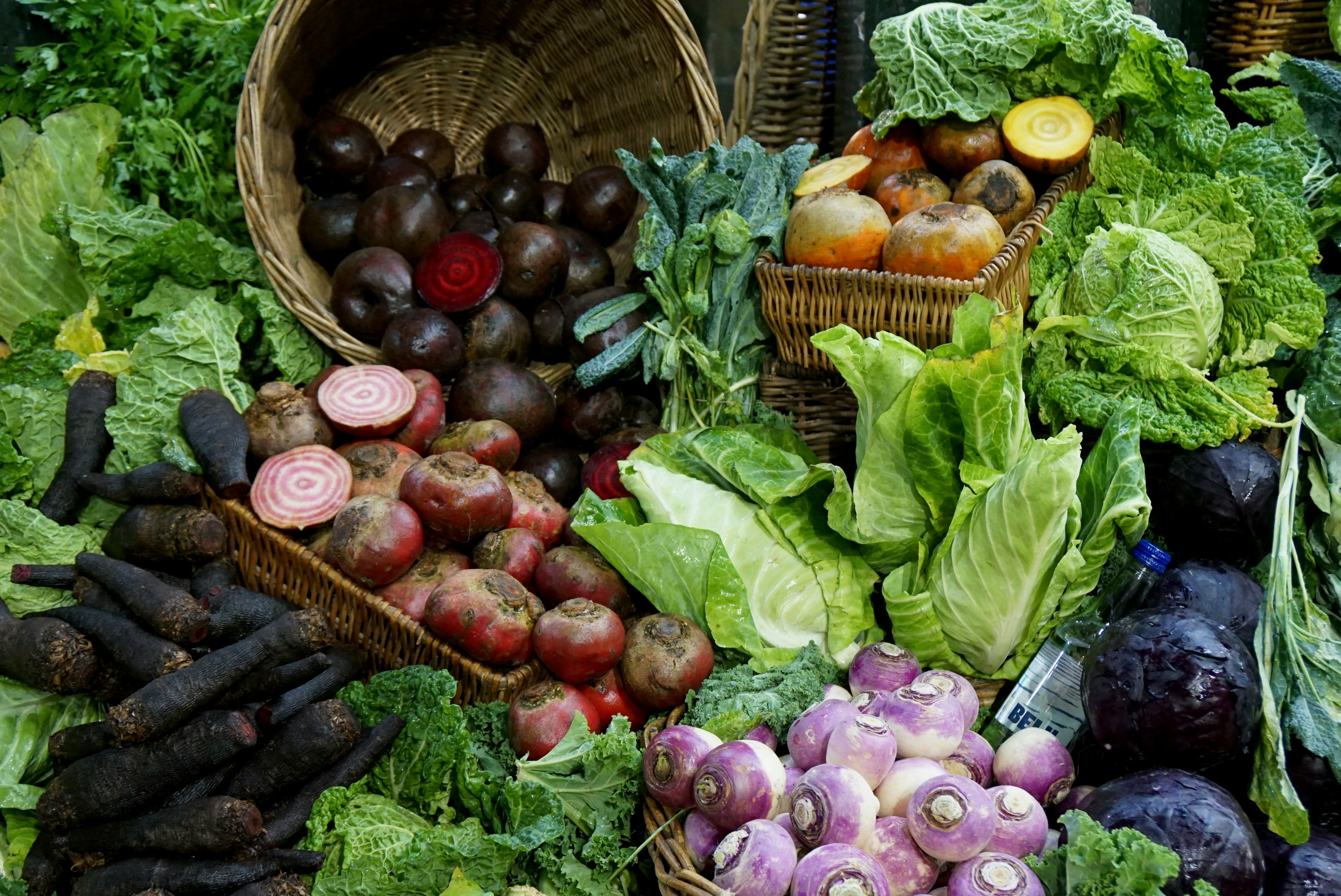 A colourful spread of fibre-rich whole foods supporting a healthy gut microbiome